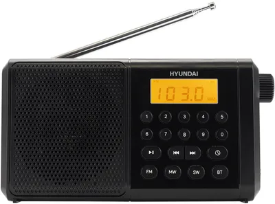 Радиоприемник Hyundai H-PSR115, портативный, USB, microSD, черный