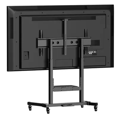 Мобильная стойка ONKRON TS1991-B для ЖК дисплеев 50"-100" весом до 120 кг, VESA до 1000x600, регулируемый, 1234-1685 мм, с полкой, черная
