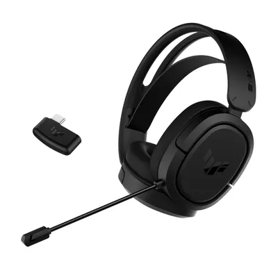 Гарнитура ASUS TUF Gaming H1 Wireless чёрный, беспроводная + проводная, USB/USB-C, до 15 ч, виртуальный 7.1, шумоподавление микрофона