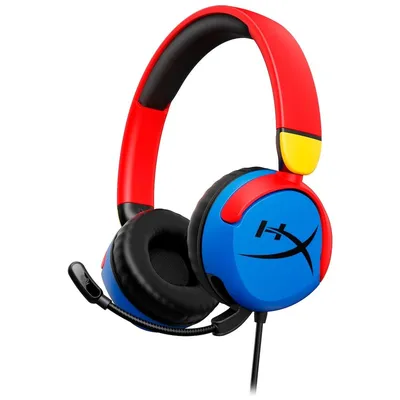 7G8F3AA - Гарнитура, HyperX, 7G8F3AA, Cloud Mini (Multi), Микрофон съёмный гибкий, Динамики 30 мм, 114 Ом, 20-20000 гц, Блок управления звуком USB удлинитель, Синий-Красный