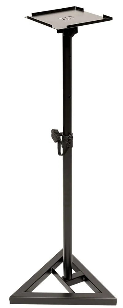Комплект стоек STAGG [SMOS-12 SET] 2 стойки для студийных мониторов, металлическая конструкция с треугольным основанием 44х44х44 см, наклонная полочка размером 23х23 см, высота 80-130 см, максимальная нагрузка 40 кг, вес 3,9 кг (шт.), цвет черный