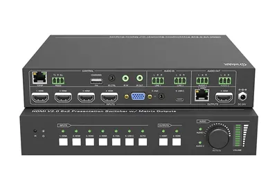Презентационный коммутатор Infobit [iSwitch 602] 4K60 6X2 с выходами HDMI и HDBaseT