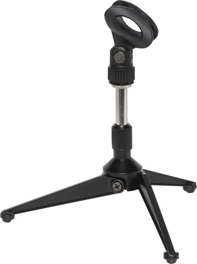 Стойка микрофонная STAGG [MIS-1000 BK] настольная со складными резиновыми ножками, металлическая конструкция, регулируемая высота 10-16 см, в комплекте держатель микрофона, резьбовой адаптер 3/8"- 5/8", вес 330 г