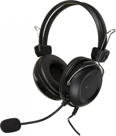 <090863> Наушники проводные A4Tech HU-35 (микрофон, 20 - 20 000 Гц, 102 дБ, 2.0м, USB) черный [HU-35]