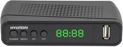 Приставка для цифрового ТВ Hyundai H-DVB520 черный, DVB-T2, DVB-T, DVB-C, HDMI, USB 2.0 х2