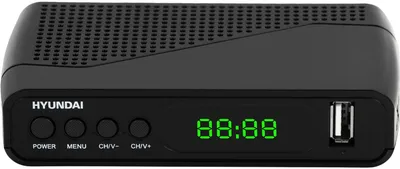 Приставка для цифрового ТВ Hyundai H-DVB500 черный, DVB-T2, DVB-T, DVB-C, HDMI, USB 2.0 х2
