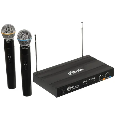 Микрофон Ritmix RWM-221 black, радио, 2 канала, 600 Ом
