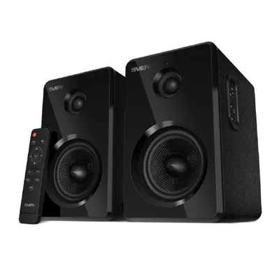 Акустическая система SVEN SPS-730 2.0 черные (2x25Вт, экокожа, USB/SD, пульт ДУ, Bluetooth)