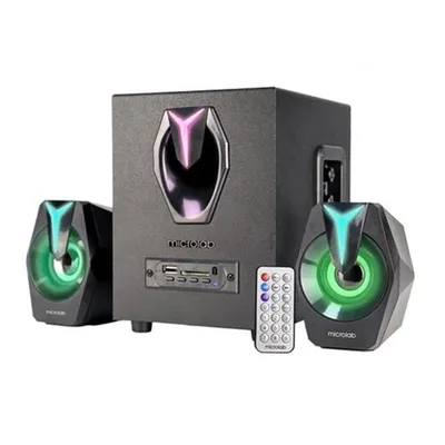 G100BT - Акустическая система, Microlab, G100BT, 2.1, Bluetooth 5,0, FM радио, LED подсветка, 6 цветов, 20 Гц - 20 кГц, 3,5 мм, USB, SD-карта, Черный