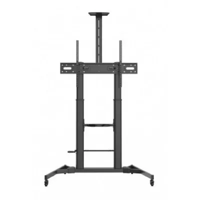 Стойка Digis DSM-P1106CH мобильная для ТВ 55"-100" до 100 кг, VESA до 1000x600мм, наклон -15°/+5°, безинструментальная регулировка высоты ТВ и полок для камеры и источников.