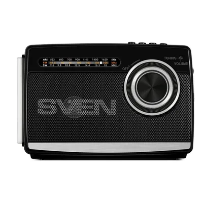 SVEN АС SRP-155, чёрный (3 Вт, Bluetooth, FM/AM/SW, USB, microSD, фонарь, встроенный аккумулятор)