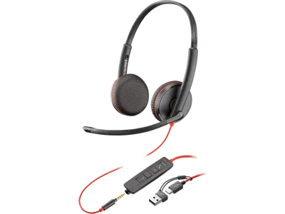 Plantronics 8X229A6 Гарнитура проводная/ Poly Blackwire 3225 Stereo USB-C Headset +3.5mm Plug  +USB-C/A Adapter (Bulk)