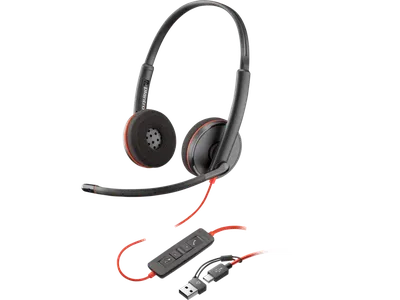 Гарнитура проводная PLANTRONICS (Poly) Blackwire C3220 Stereo (USB-C Headset +USB-C/A Adapter) (8X228A6)
