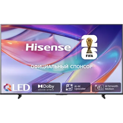 Телевизор ЖК 85'' Hisense/ 85", QLED, Ultra HD, VA, QLED & DLED, Smart TV (HomeOS U9.5), Wi-Fi, DVB-T2/T/C/S2/S, 2х15W, Game Mode Plus, HSR 120Hz, 400 nits, 3800:1, CI+(1.4), 3хHDMI, 2хUSB, Black, 2026