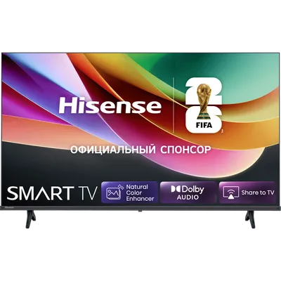 Телевизор ЖК 32'' Hisense/ 32", HD, VA, DLED, Smart TV (HomeOS U9), Wi-Fi, DVB-T2/T/C/S2, 2х6W, 200 nits, 3000:1, Game Mode, CI+(1.4), 2хHDMI, 1хUSB, Black, 2026