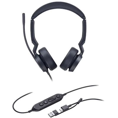 Гарнитура YEALINK UH44 Dual UC USB-C/A, Проводная, HD звук, шумоподав. LED-индикатор, USB-C/A, шт