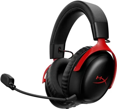 A59Z0AA - Гарнитура, HyperX, A59Z0AA, Cloud III S Wireless, Микрофон съёмный гибкий, Динамики 53 мм, 64 Ом, 20-20000 гц, Беспроводные, Чёрный-Красный