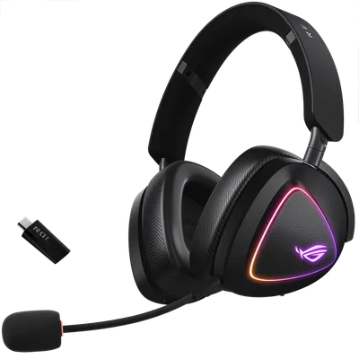 Гарнитура беспроводная ASUS A701 ROG DELTA II черный (Jack 3.5mm, USB-C, BT, кабель 2м) (90YH03W0-BHUA00)