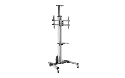 Мобильная стойка Wize Pro [MH70A] для дисплеев 49"-70" Max VESA 600x400 см, высота 111-151см, плавная р-ка высоты, полка для камеры ВКС, полка для оборудования, кабель. канал, поворот 0/+90°, нагрузка 33-45кг, серебр.