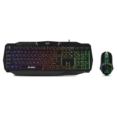 SVEN Комплект игровой клавиатура + мышь GS-9100 (104кл.+12Fn, 800-1600 DPI, 3+1кн., подсветка)
