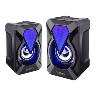 Perfeo колонки "FLAMES", 2.0, мощность 2х3 Вт, USB, чёрн, Game Design, LED подсветка 7 цв